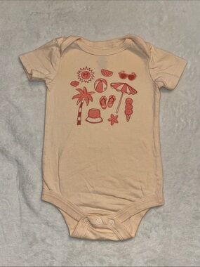 George Peach Graphic Baby One-Piece Bodysuit with Summer Icons bab girl clothing